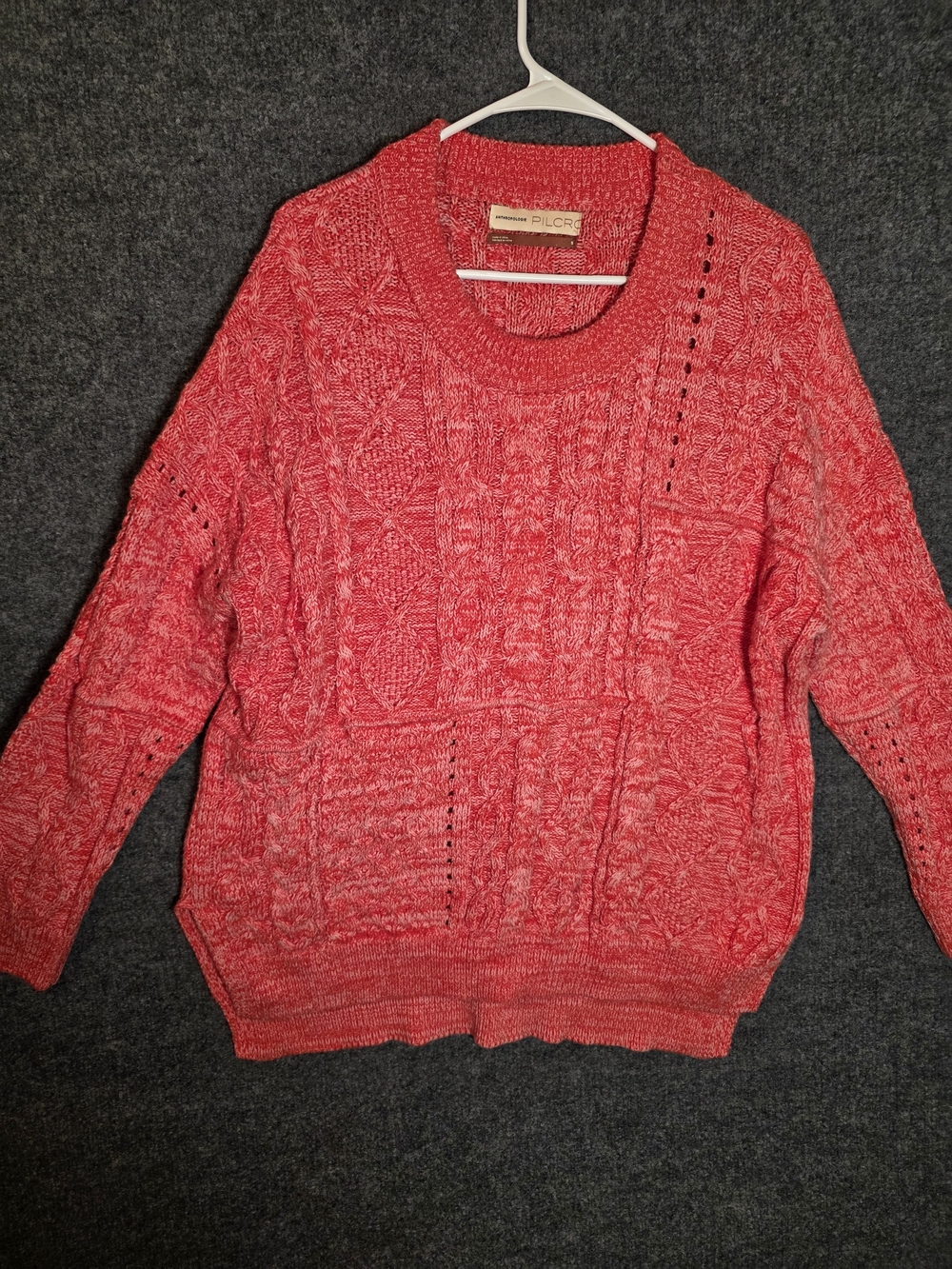 Anthropologie Pilcro Orange Cable Knit Oversized Sweater Women’s S